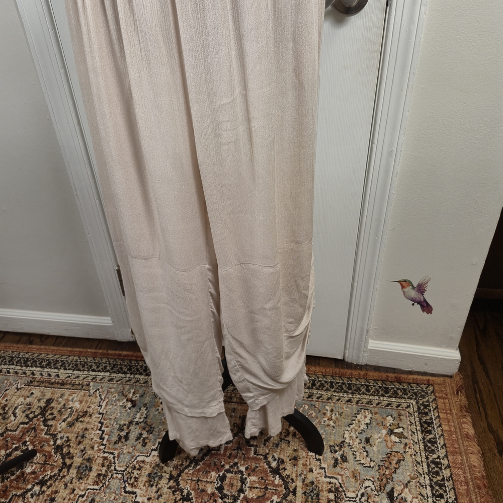 Chic 100% Cotton Wide-Leg Cream/Nude Culotte/Pants Size M Bohemian Flowy - Picture 4 of 7